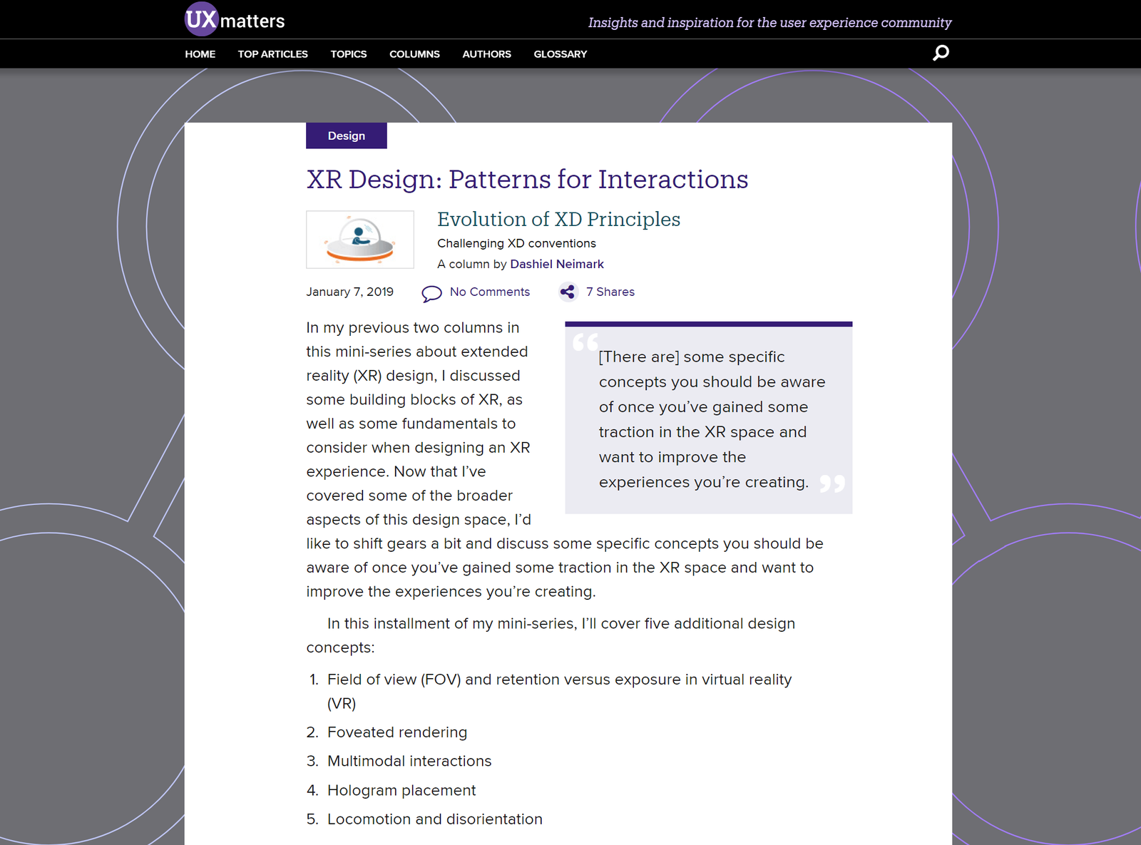 XR Design Patterns for Interactions UXmatters