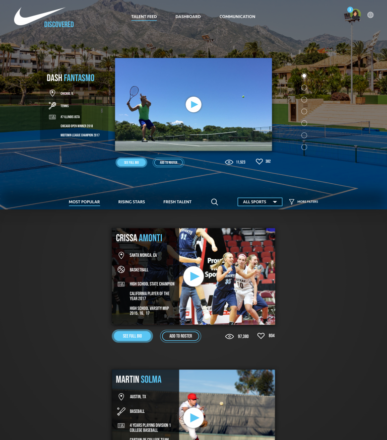 Nike Discovered - Talent Feed - Prototype A